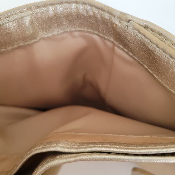 Coach Wallet Canvas Leather Signature Bifold 5x4 Medium Beige Compact Metallic - Picture 8 of 13